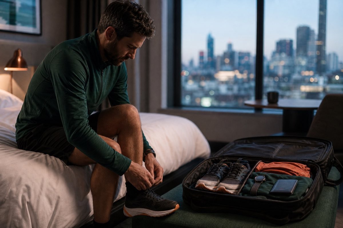Runner preparing race kit before an international event